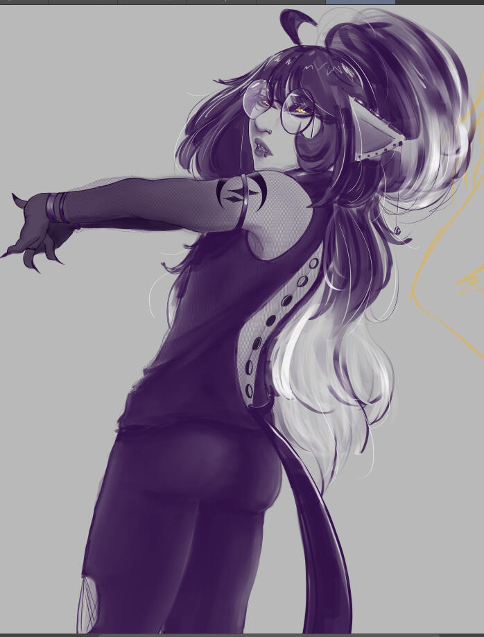 Half Body Greyscale Render